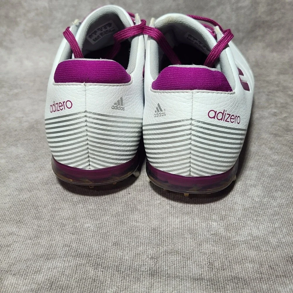 Adidas Adizero Sprintweb Golf‎ Shoes White Purple fuschia Athletic Spikes sz 6.5